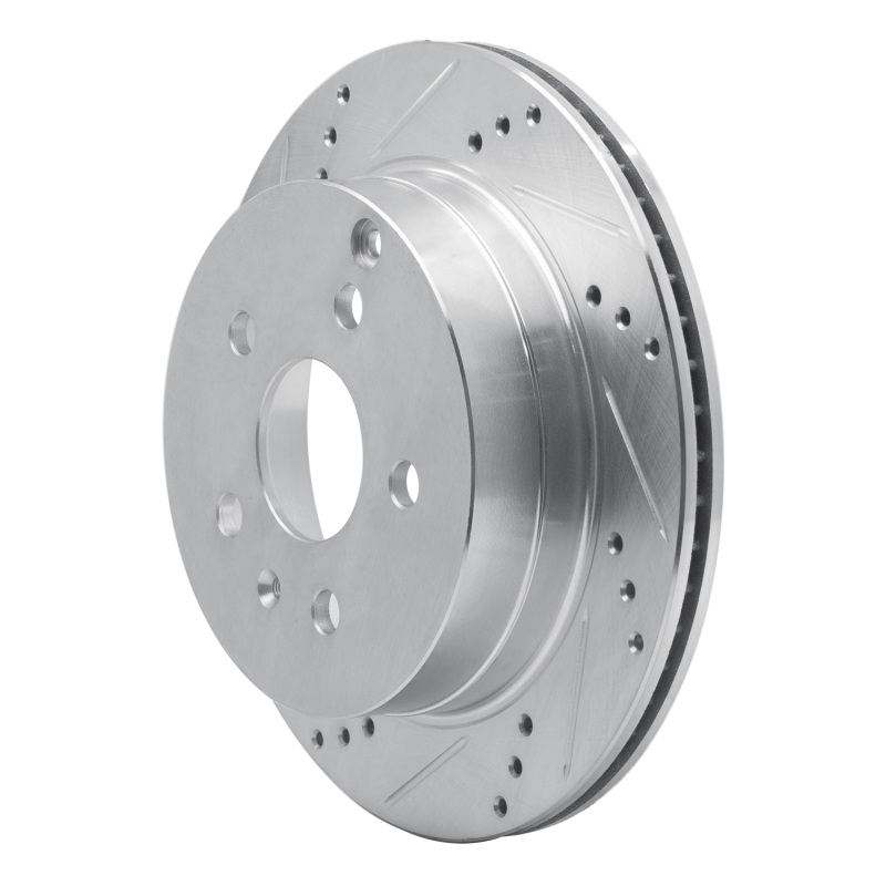 Chevrolet Equinox Brake Rotor (1) - Rear Left - R1 Concepts - Drilled & Slotted - Silver - `10-`17
